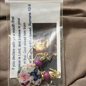 New Floral and Purple Beaded Earrings